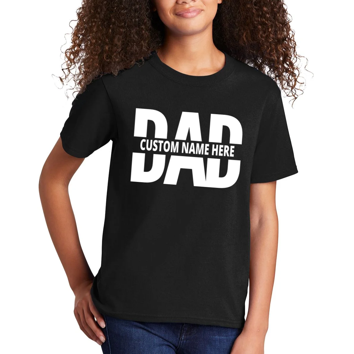 DAD Custom Name Fathers Day Kids T-Shirt - Front 1
