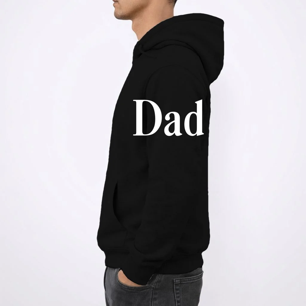 Dad Custom Kids Name Sleeve Hoodie - Left Sleeve
