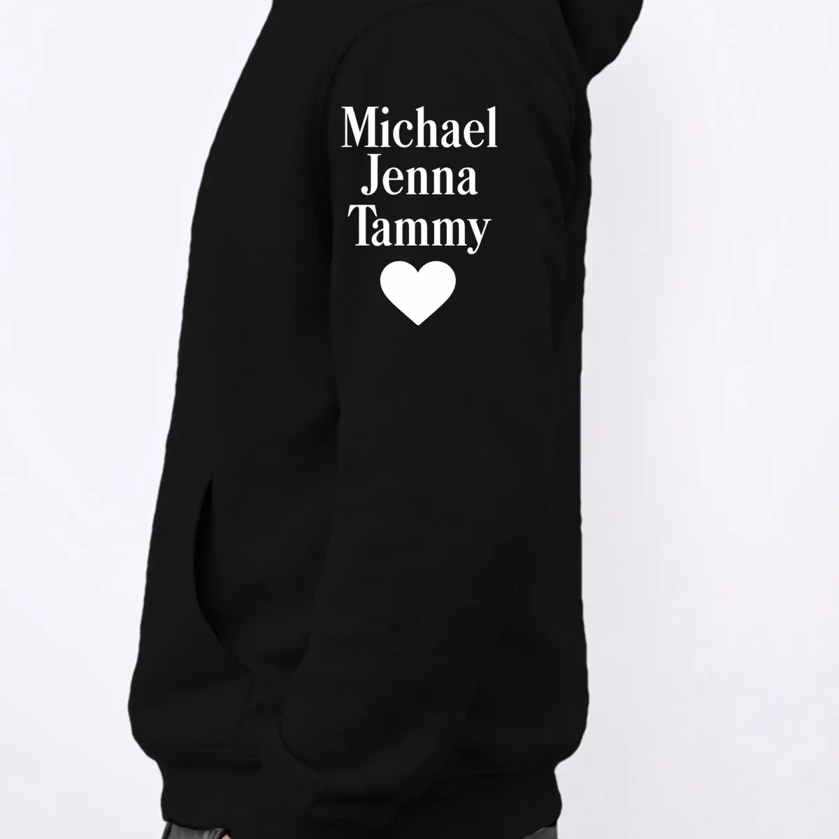 Dad Custom Kids Name Sleeve Men's Hoodie - Left Sleeve - Close-up