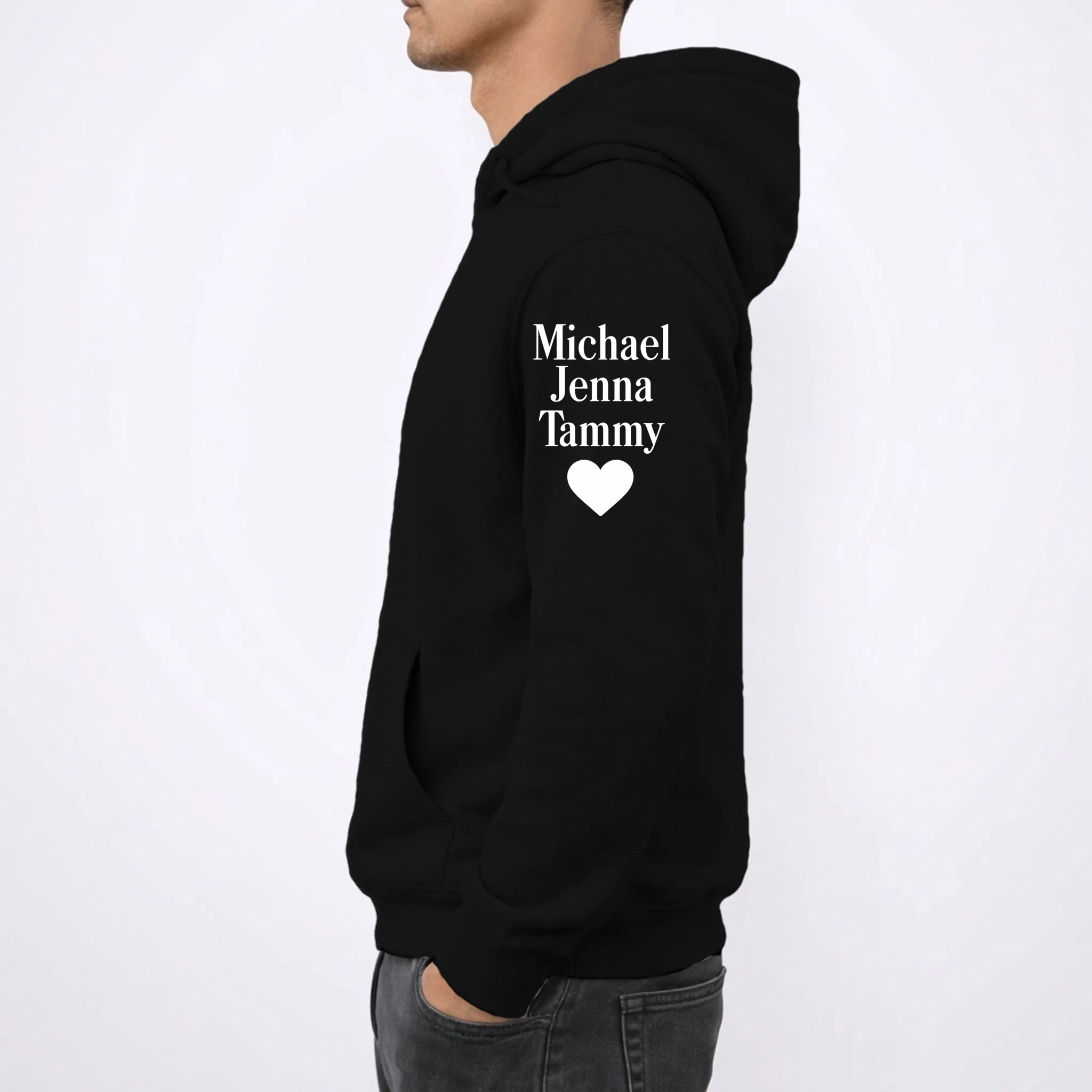 Dad Custom Kids Name Sleeve Men's Hoodie - Left Sleeve