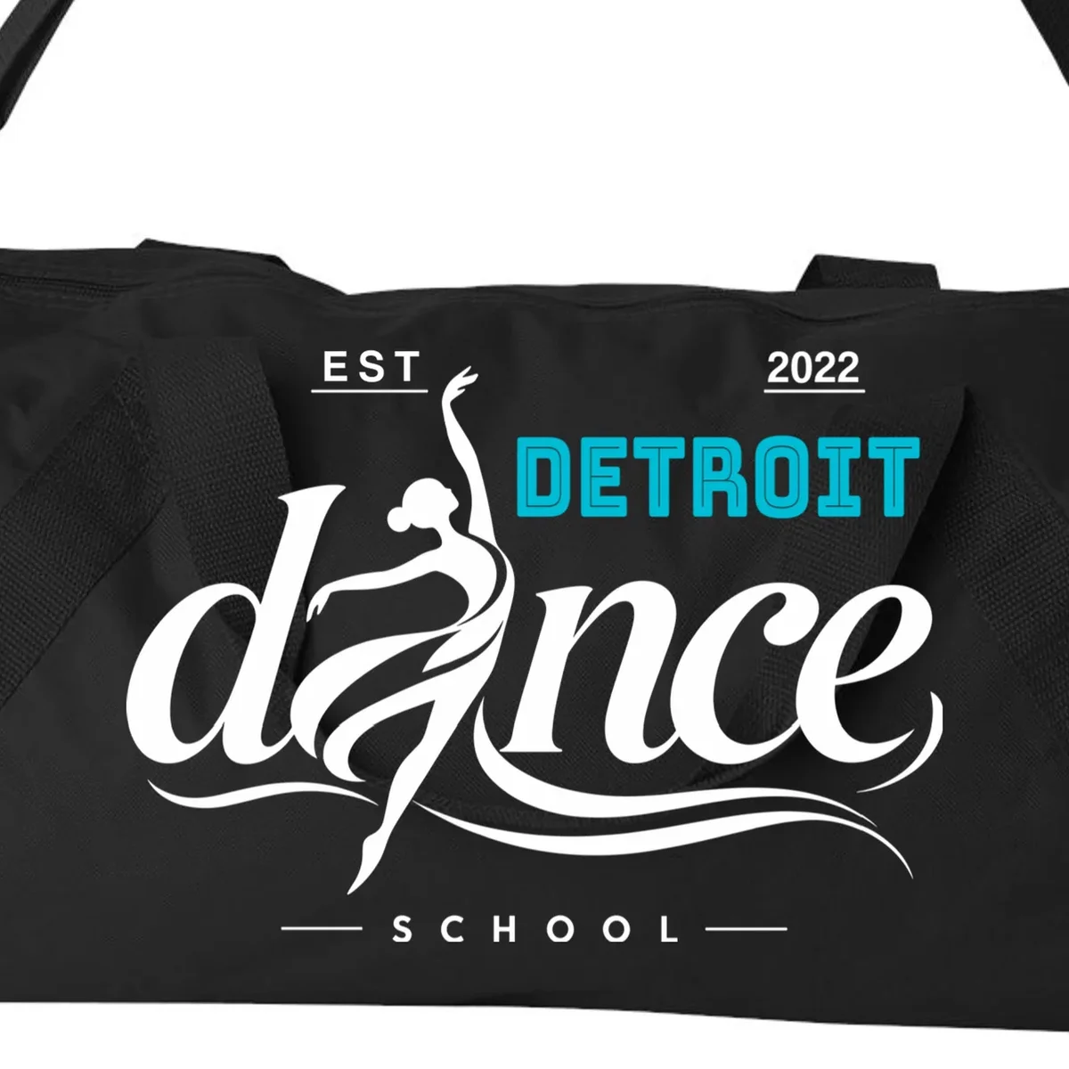 Dance Studio EST Name Customizable Duffel Bag - Front - Close-up