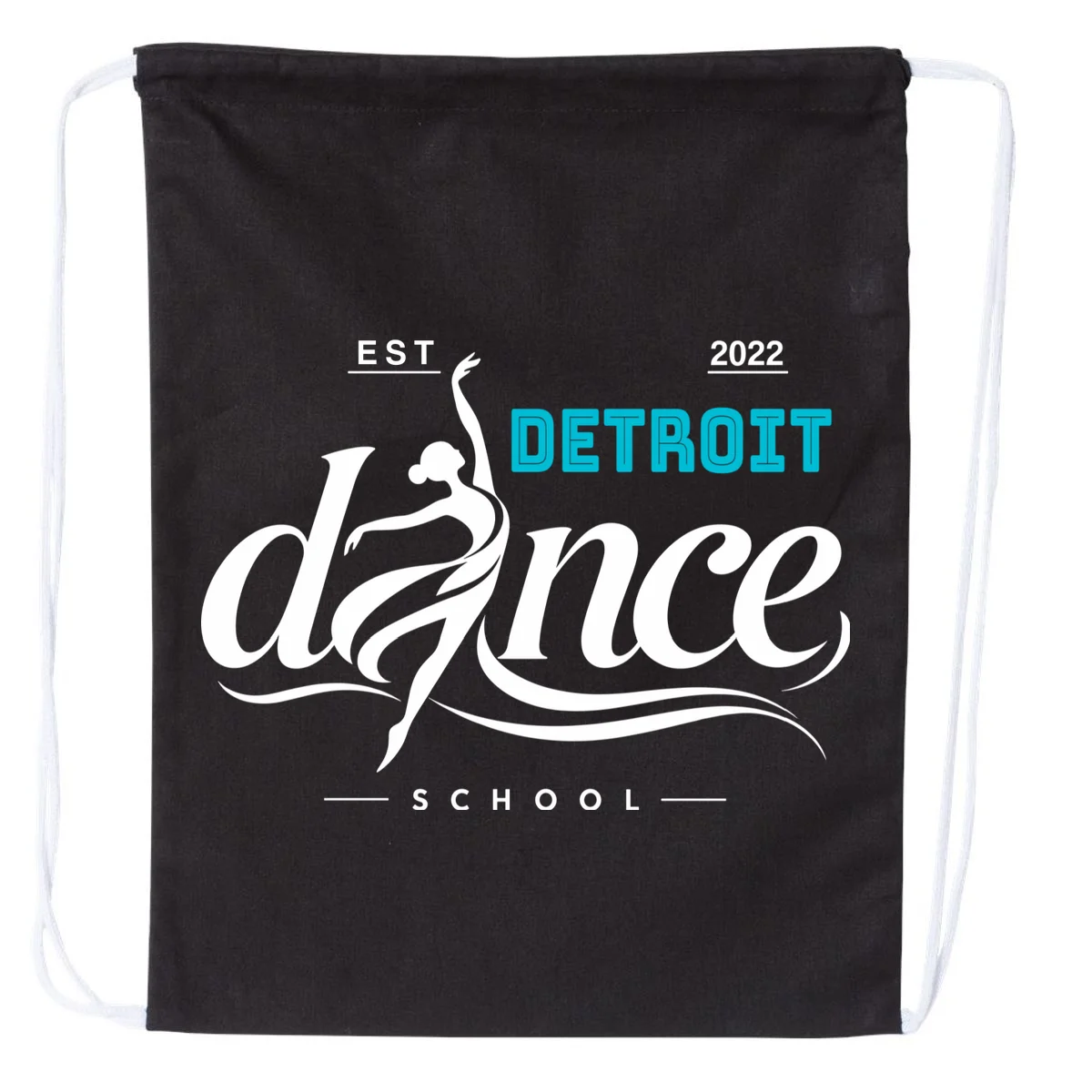 Dance Studio EST Name Customizable Drawstring Bag - Front