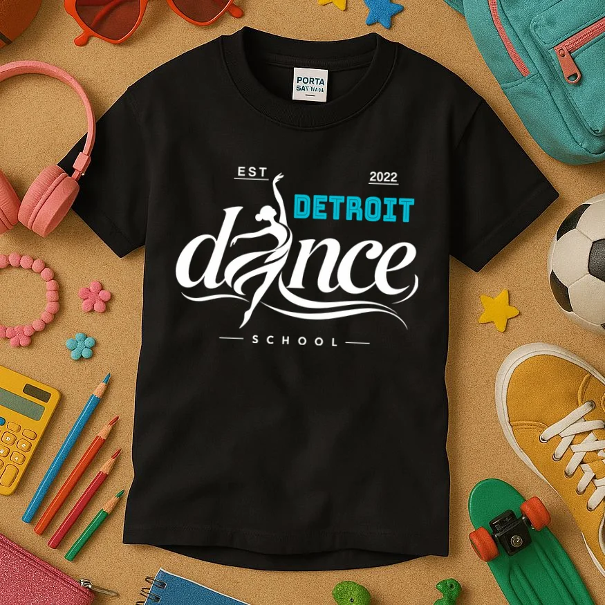 Dance Studio EST Name Customizable Kids T-Shirt - Front 2