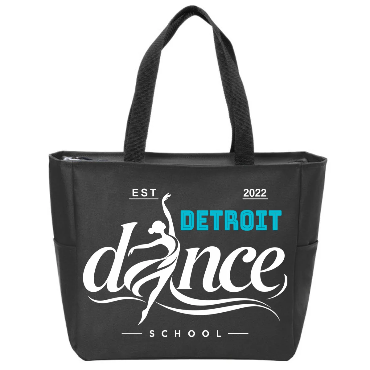 Dance Studio EST Name Customizable Zip Tote Bag - Front