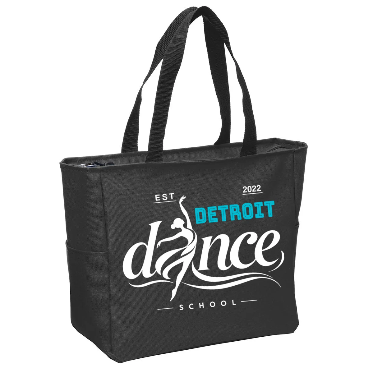 Dance Studio EST Name Customizable Zip Tote Bag - Front 1