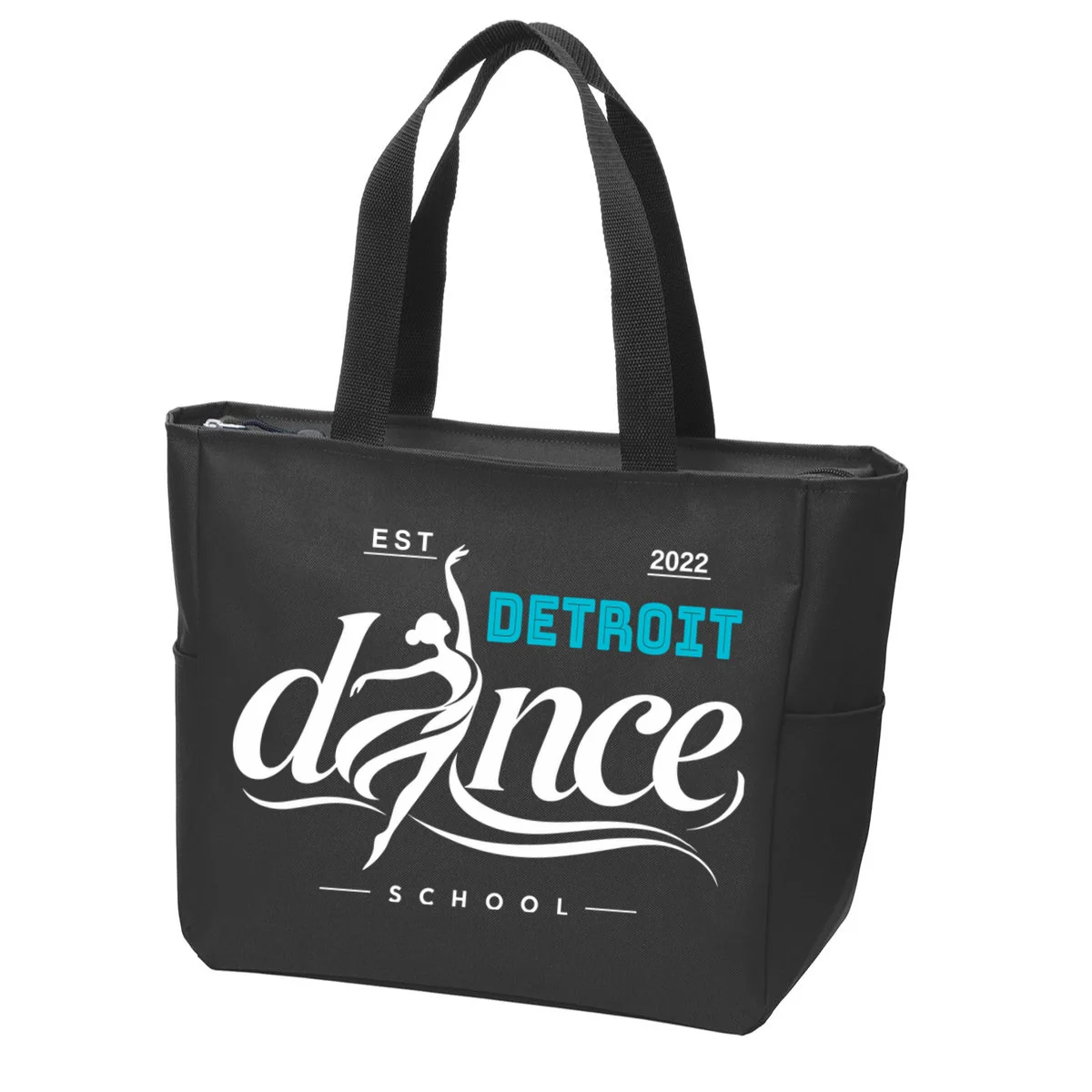 Dance Studio EST Name Customizable Zip Tote Bag - Front 2