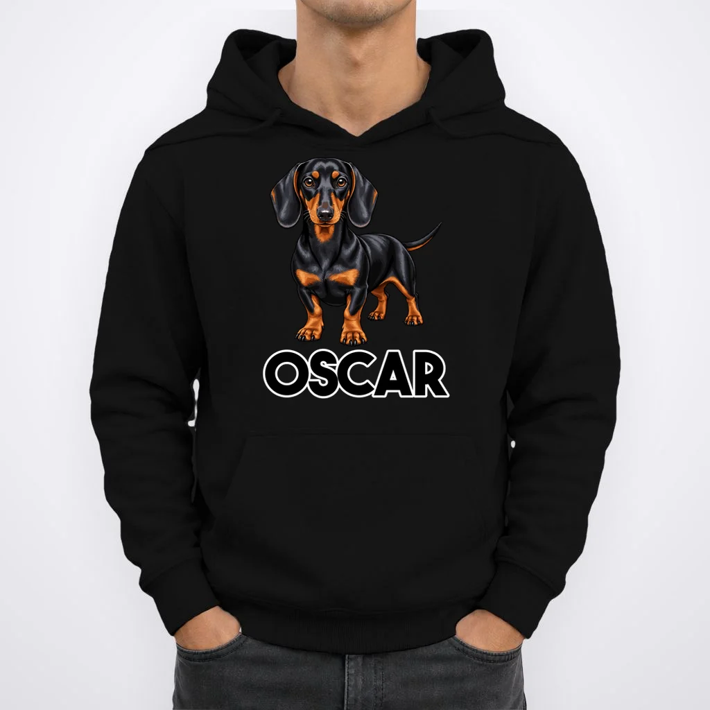 Dachshund Personalized Pet Name Dog Hoodie - Front 1