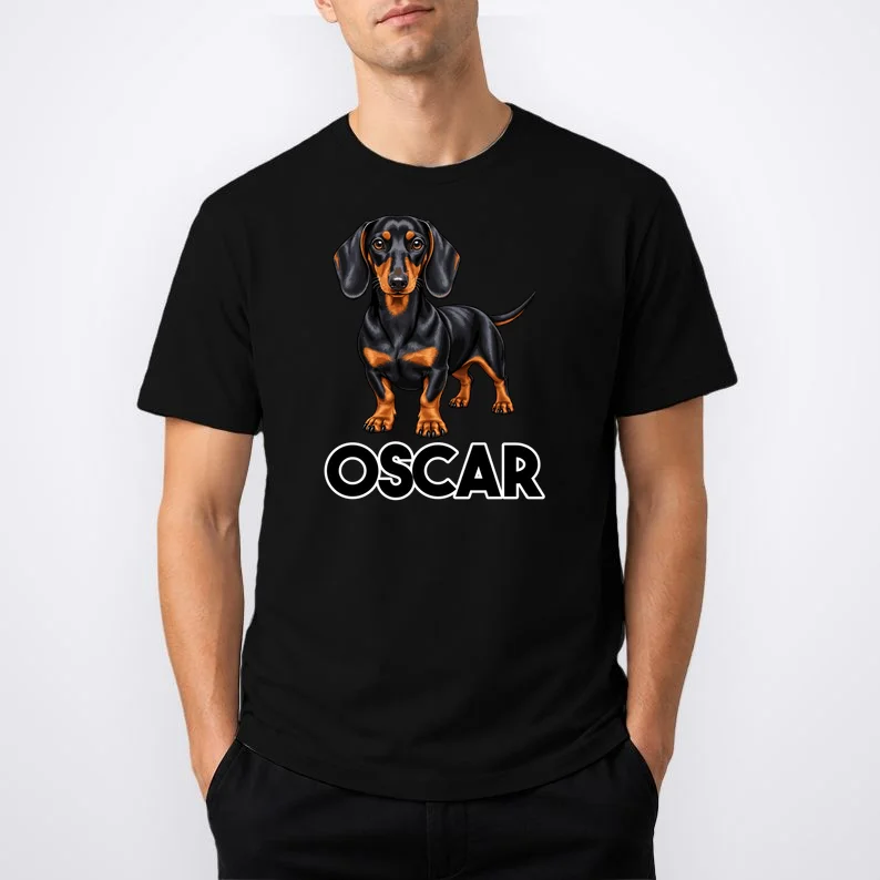 Dachshund Personalized Pet Name Dog T-Shirt - Front 1