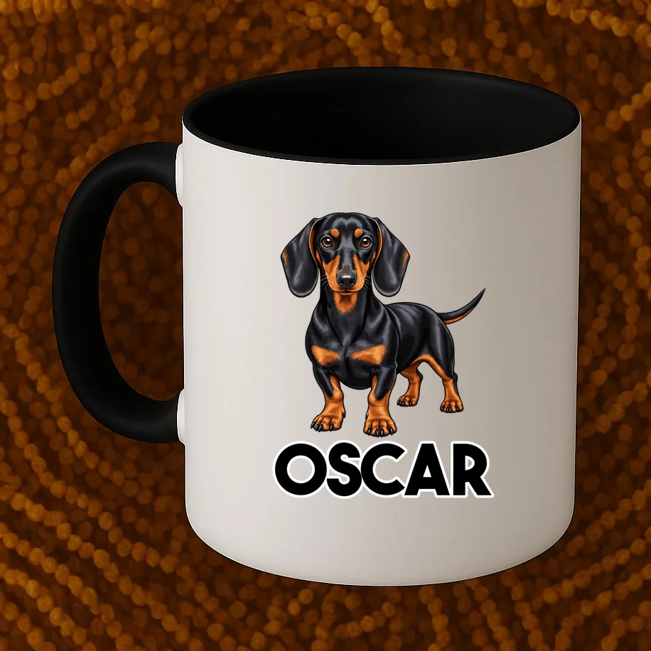 Dachshund Personalized Pet Name Dog Coffee Mug - Front 1