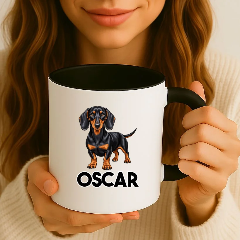 Dachshund Personalized Pet Name Dog Coffee Mug - Front 2