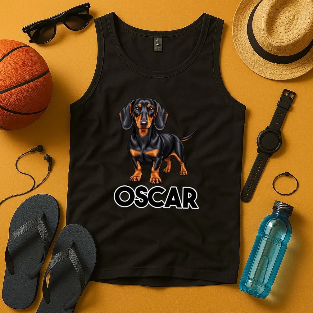 Dachshund Personalized Pet Name Dog Tank Top - Front 3