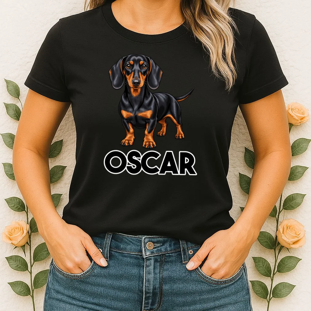 Dachshund Personalized Pet Name Dog Women's T-Shirt - Front 1
