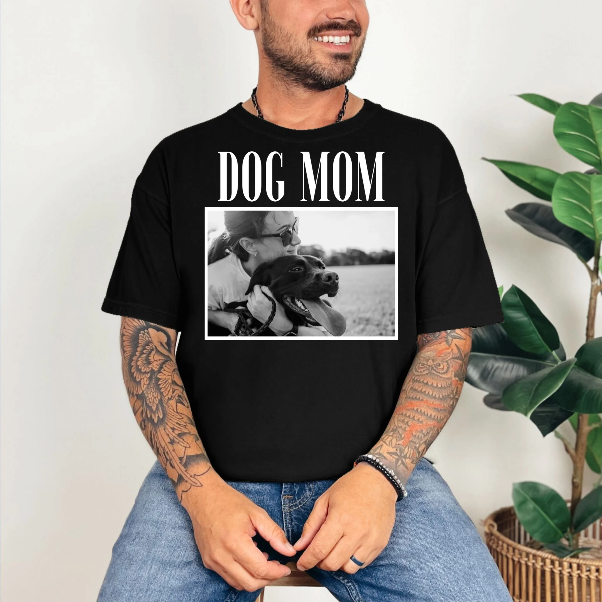Dog Mom Custom Photo Gift T-Shirt - Front 2