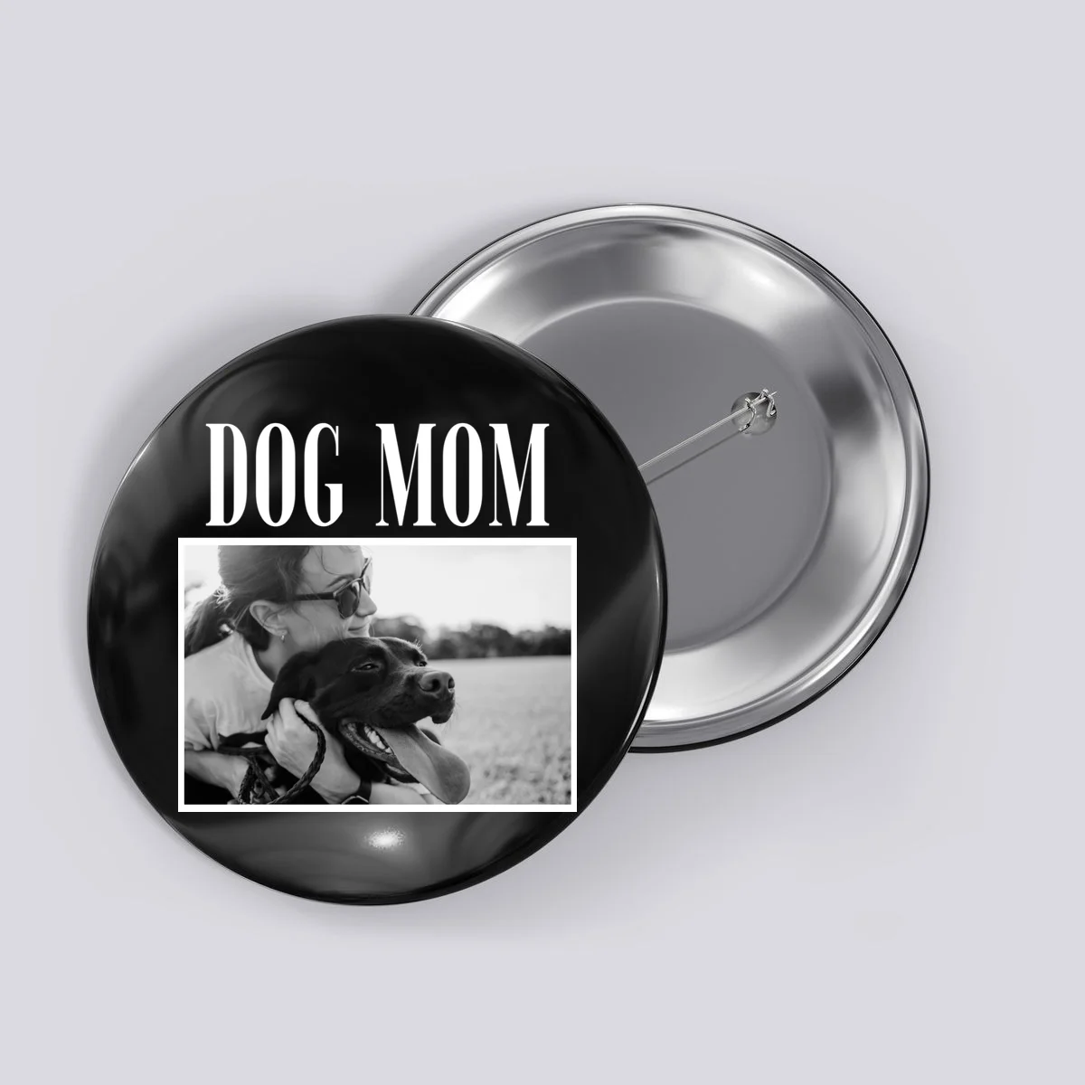 Dog Mom Custom Photo Gift Button - Front