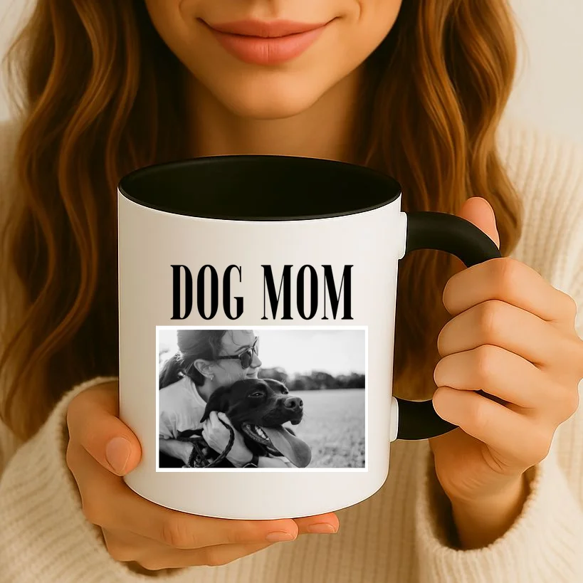 Dog Mom Custom Photo Gift Coffee Mug - Front 2