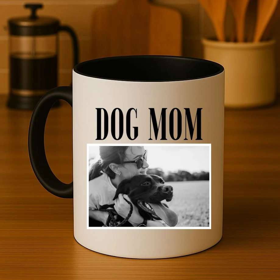 Dog Mom Custom Photo Gift Coffee Mug - Front 3