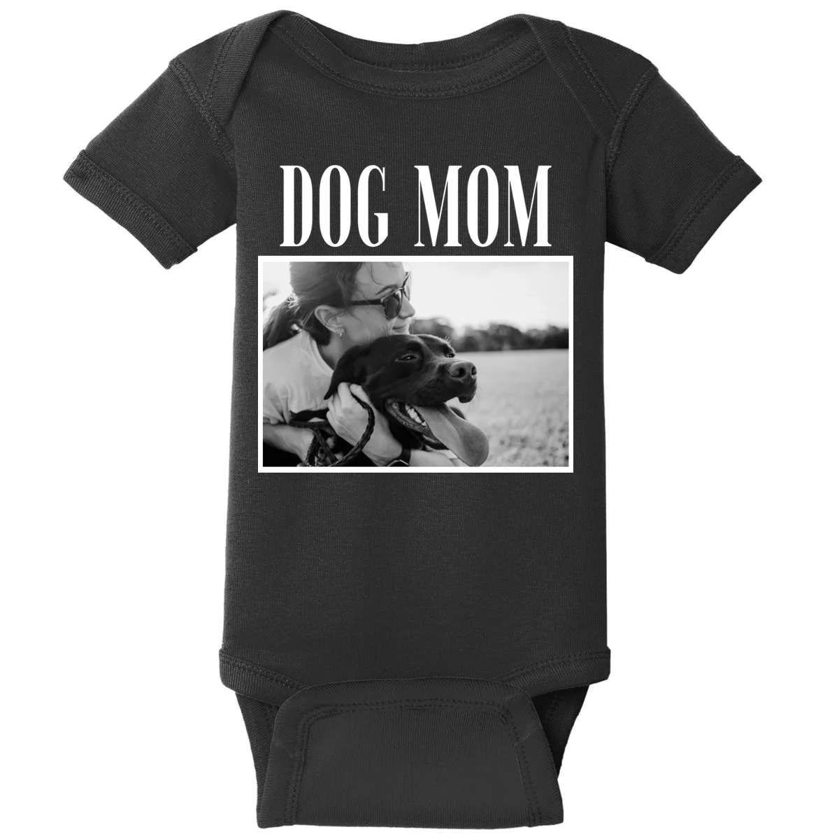 Dog Mom Custom Photo Gift Baby Bodysuit - Front
