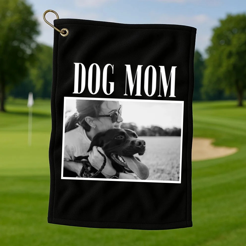 Dog Mom Custom Photo Gift Golf Towel - Front 1