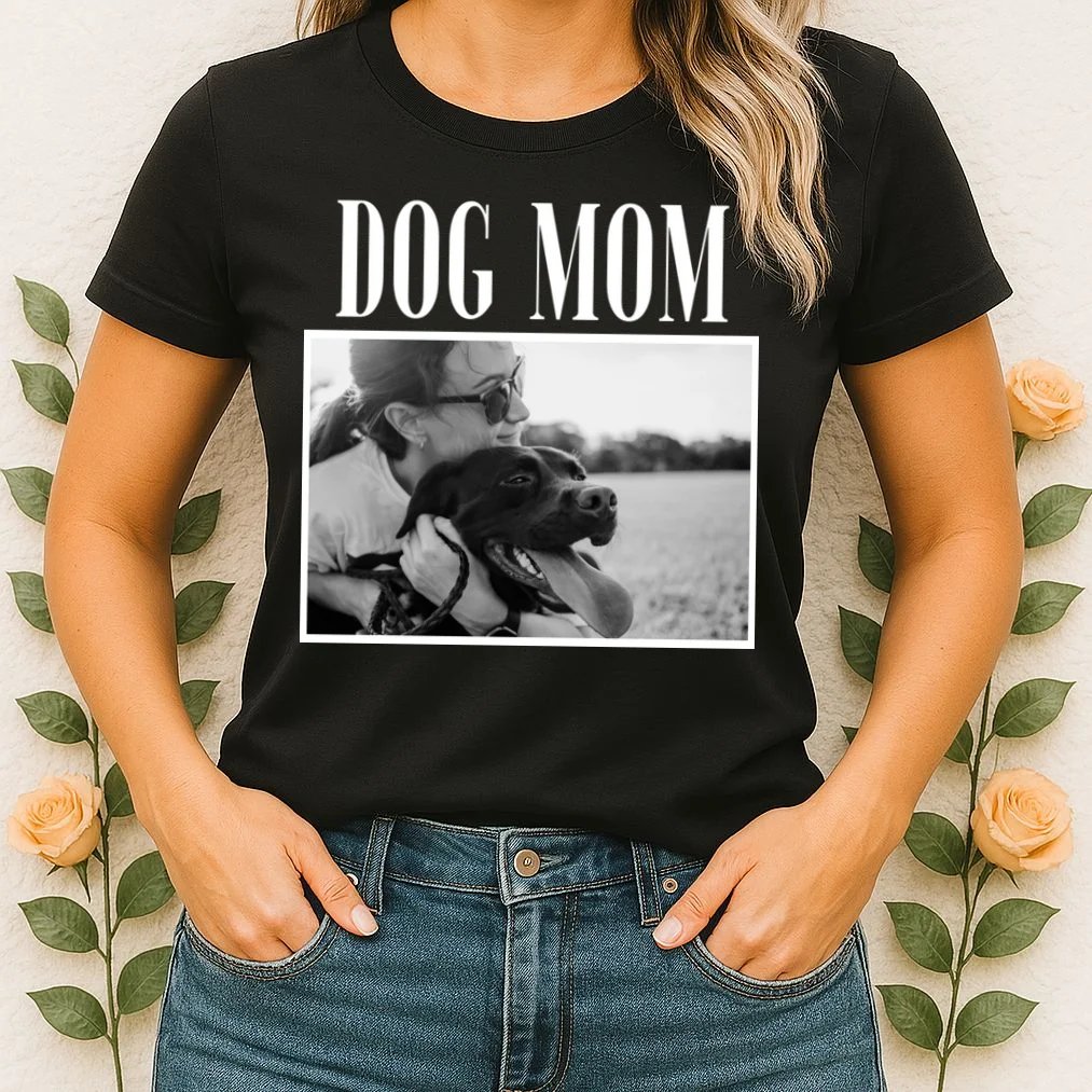 Dog Mom Custom Photo Gift Women's T-Shirt - Front 1