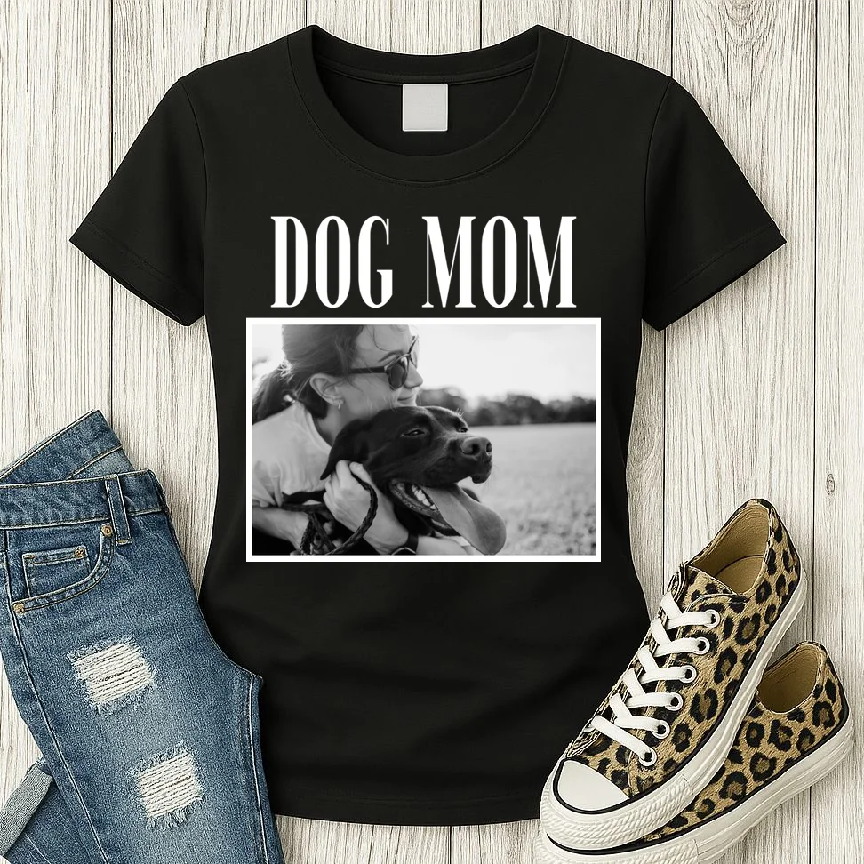 Dog Mom Custom Photo Gift Women's T-Shirt - Front 2