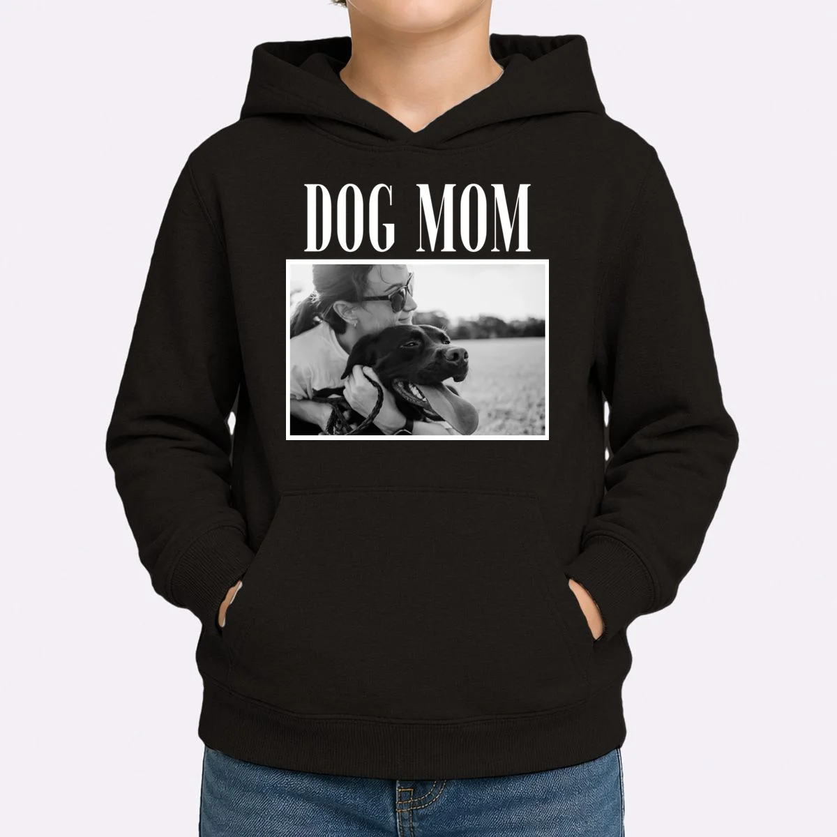 Dog Mom Custom Photo Gift Kids Hoodie - Front 1