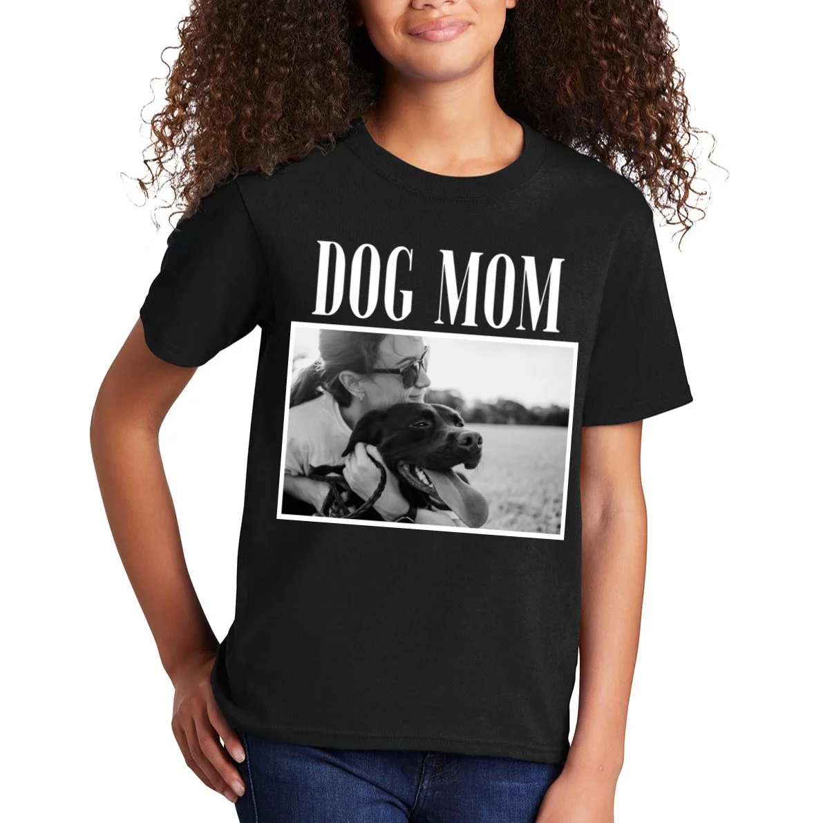 Dog Mom Custom Photo Gift Kids T-Shirt - Front 1