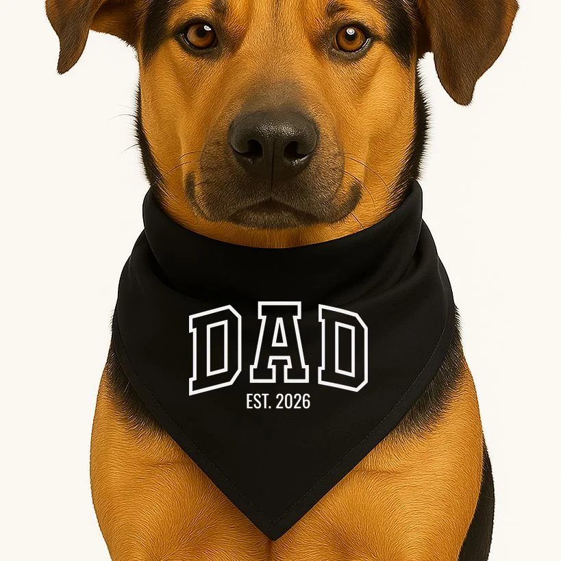 DAD New Dad Custom Dog Bandana - Front 1