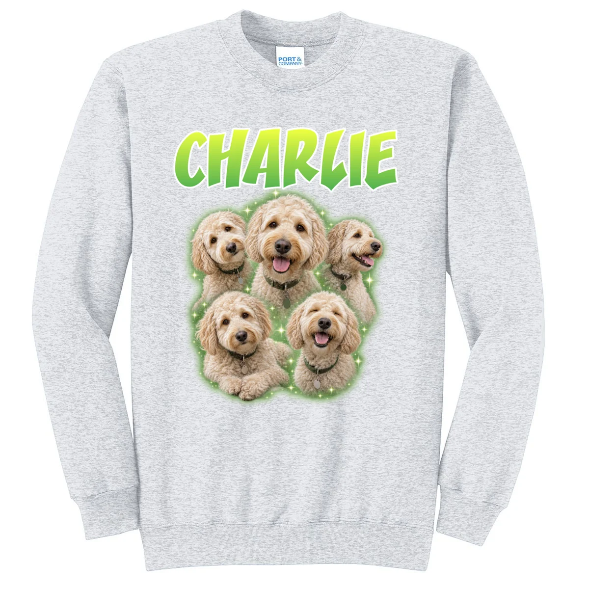 Dog Portrait Personalized Photo Custom Gift - Dog Lover Gift For Pet Owners Men's Sweatshirt - Front