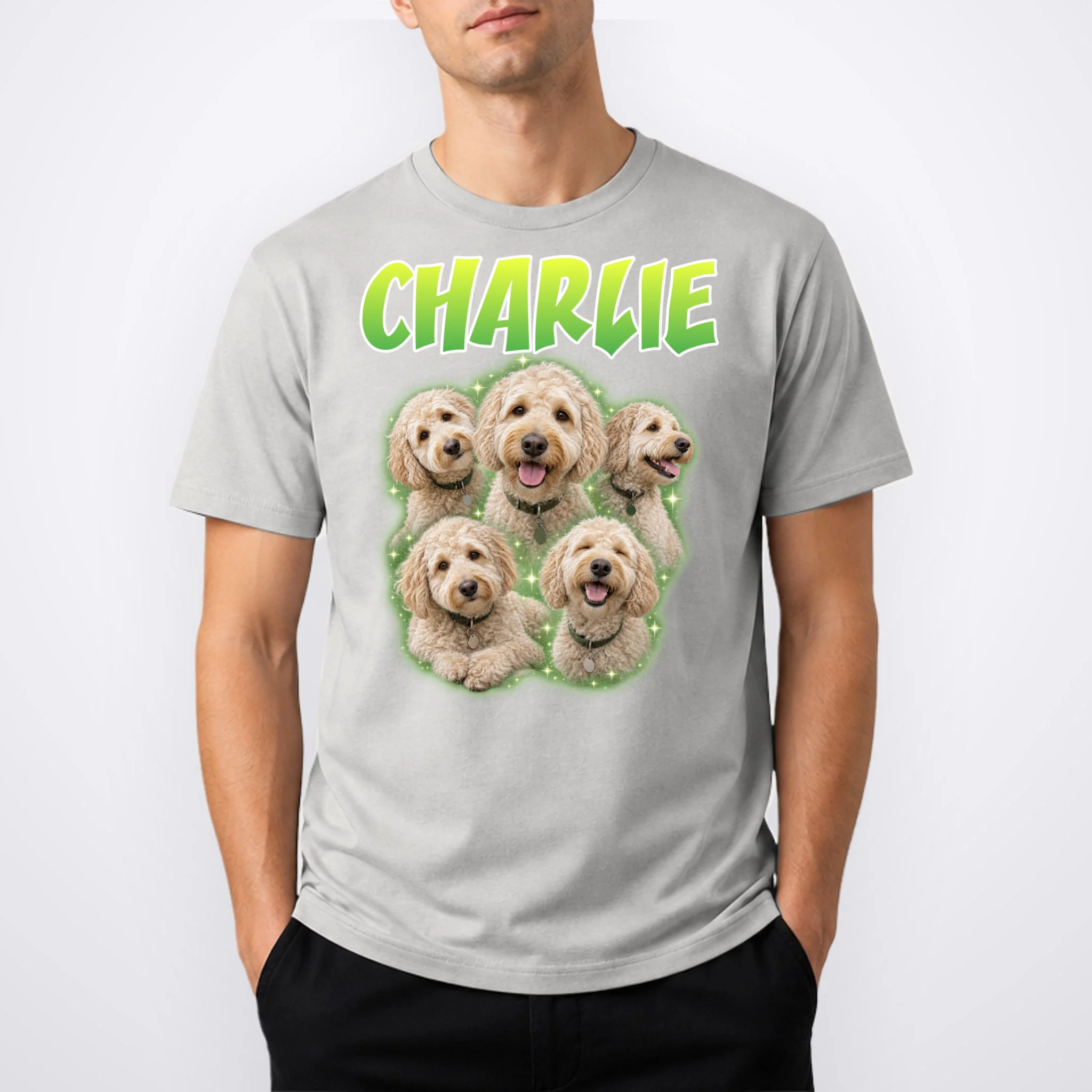 Dog Portrait Personalized Photo Custom Gift - Dog Lover Gift For Pet Owners Men's T-Shirt - Front 1
