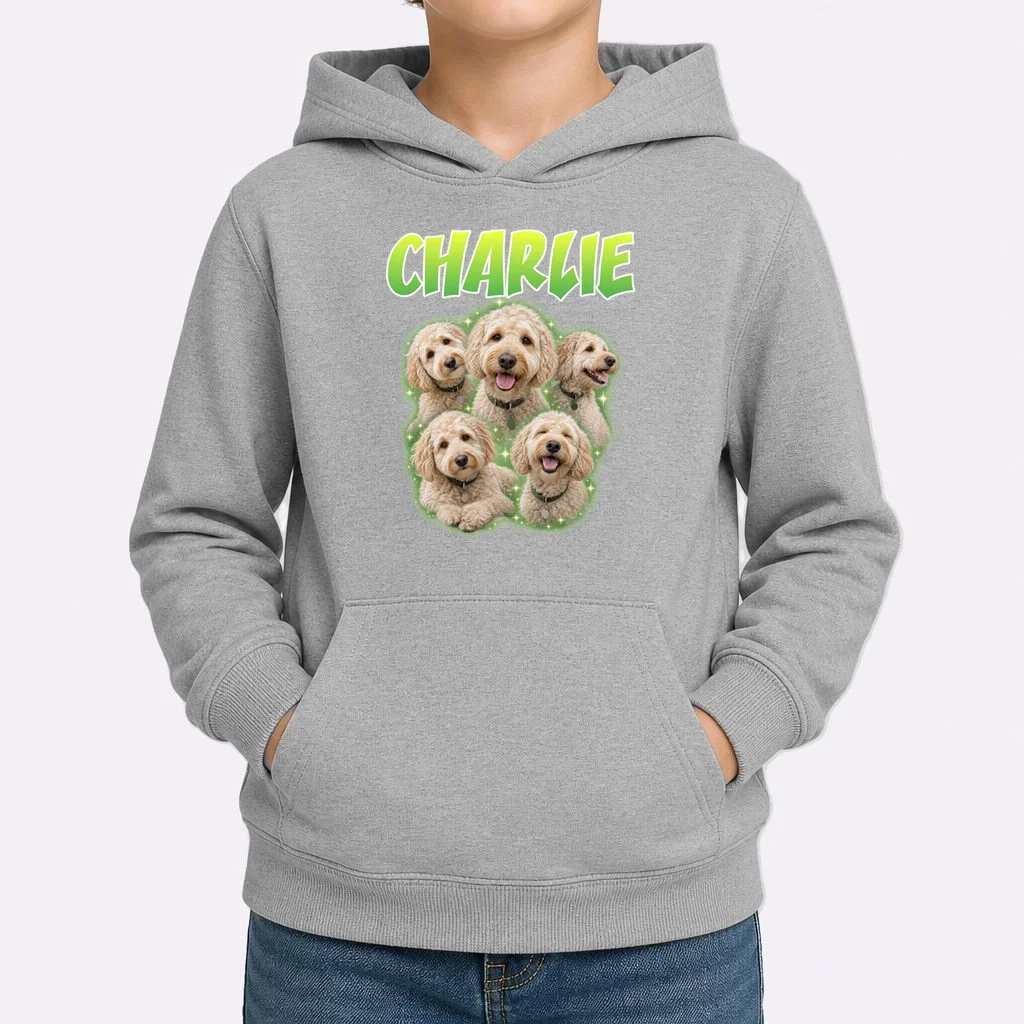 Dog Portrait Personalized Photo Custom Gift  - Dog Lover Gift For Pet Owners Kids Hoodie - Front 1