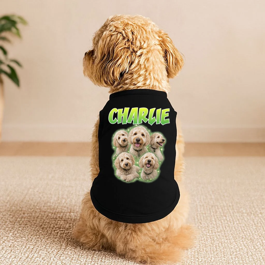 Dog Portrait Personalized Photo Custom Gift  - Dog Lover Gift For Pet Owners Doggie Tank - Front 1