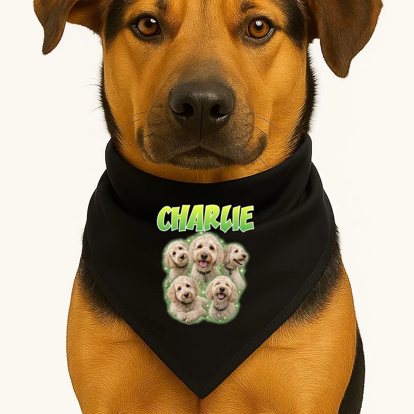 Dog Portrait Personalized Photo Custom Gift  - Dog Lover Gift For Pet Owners Dog Bandana - Front 1