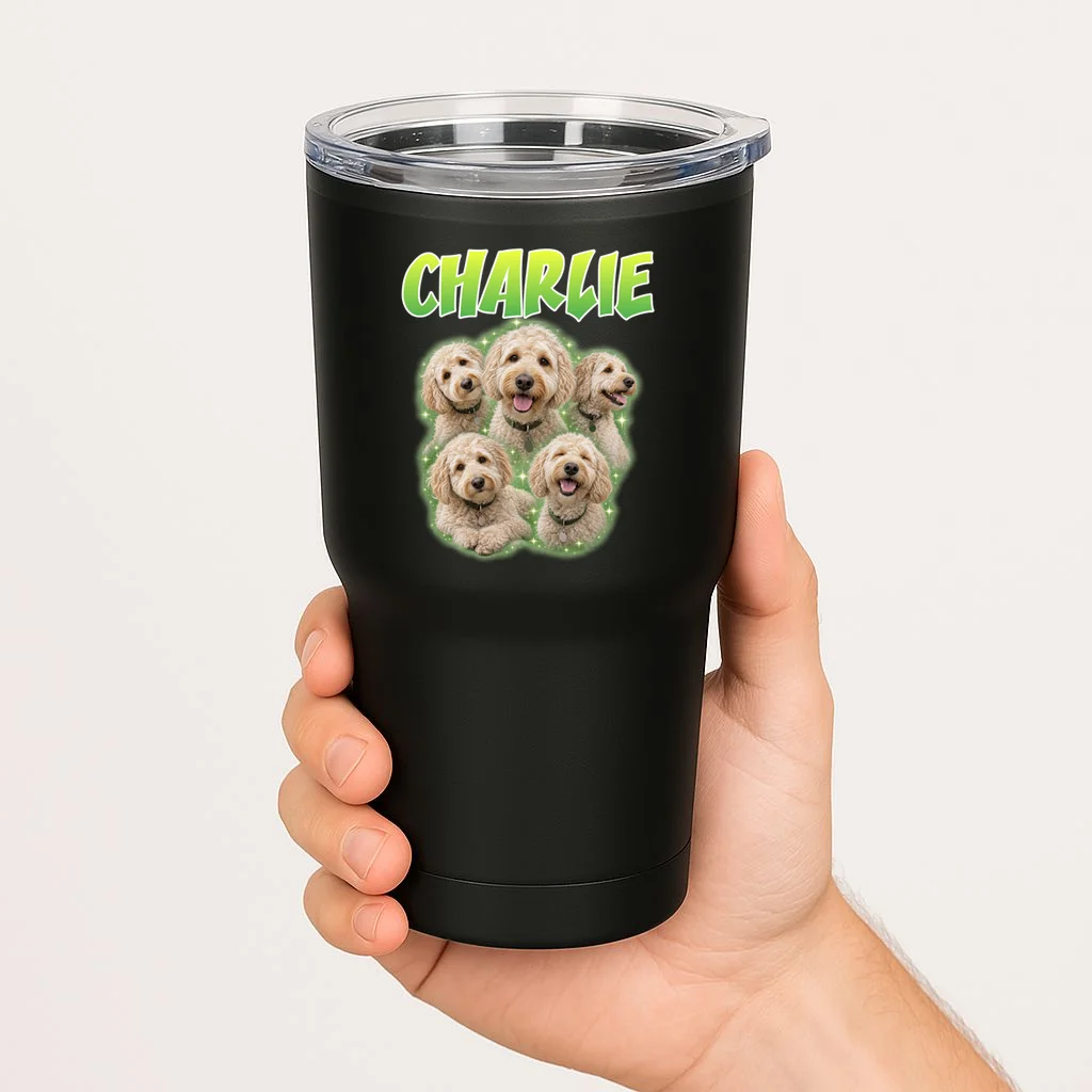 Dog Portrait Personalized Photo Custom Gift  - Dog Lover Gift For Pet Owners 20oz Tumbler - Front 1