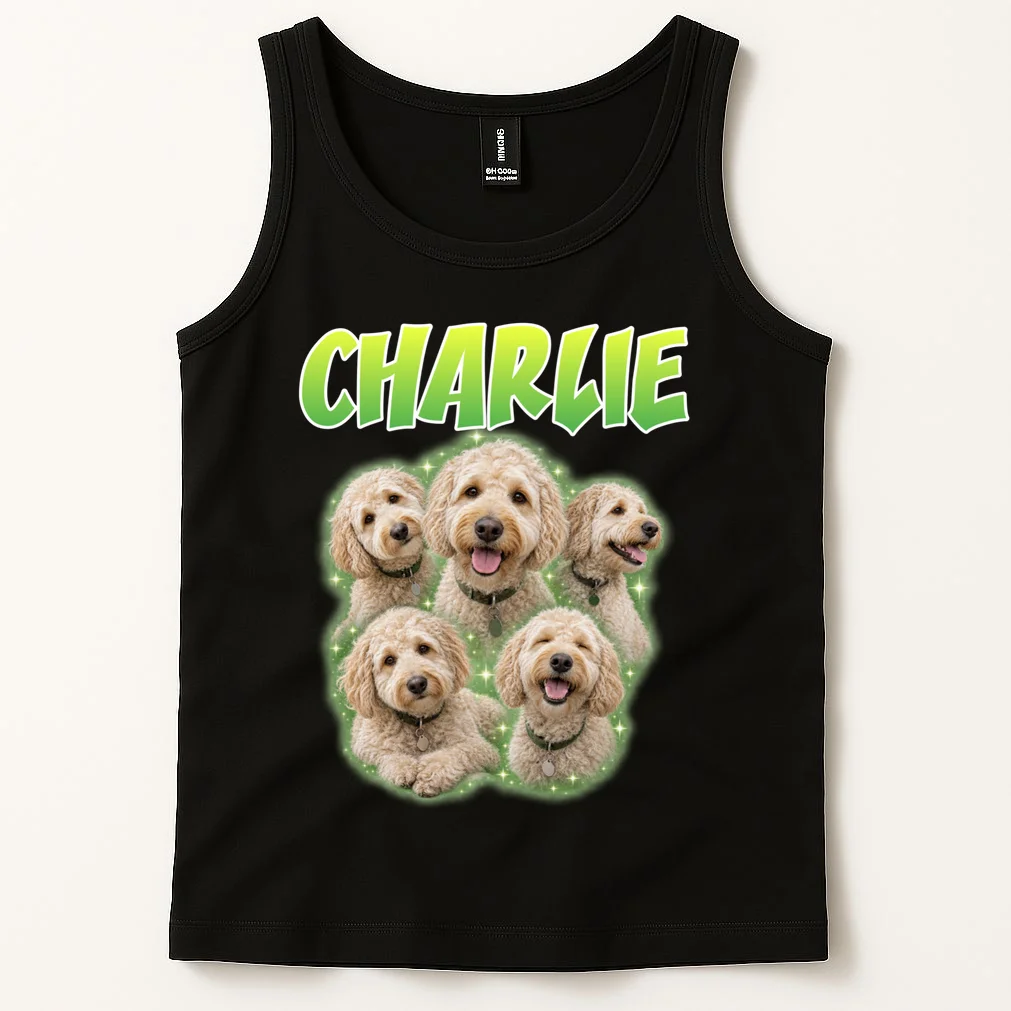 Dog Portrait Personalized Photo Custom Gift  - Dog Lover Gift For Pet Owners Men's Tank Top - Front 1