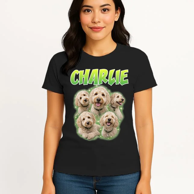 Dog Portrait Personalized Photo Custom Gift  - Dog Lover Gift For Pet Owners Women's T-Shirt - Front 3