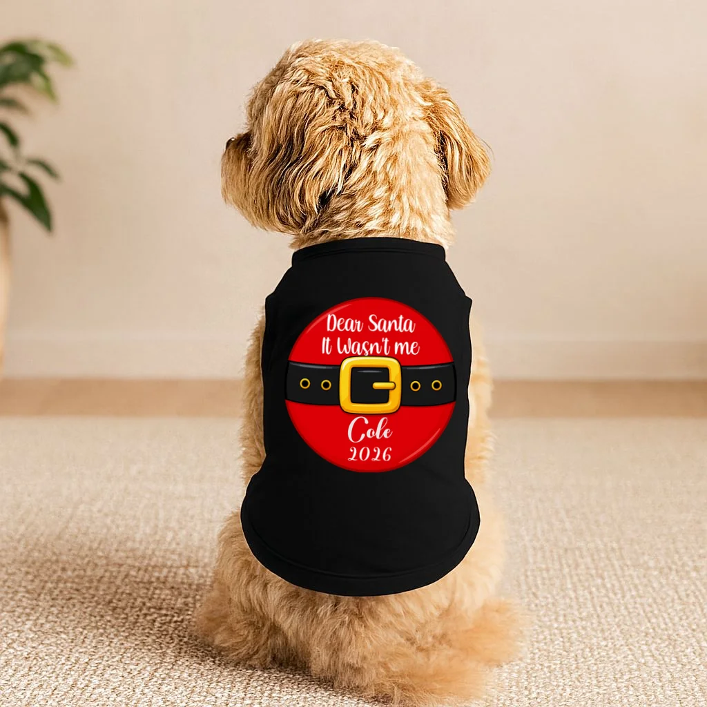Custom Dear Santa Christmas Belt | Funny Santa Claus Holiday Design Doggie Tank - Front 1