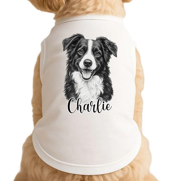 Dog Sketch Portrait Personalized Photo Custom Gift - Hand Drawn Pet Portrait Design Doggie Tank Front