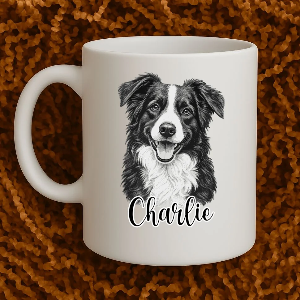 Dog Sketch Portrait Personalized Photo Custom Gift - Hand Drawn Pet Portrait Design Mug - Front 1