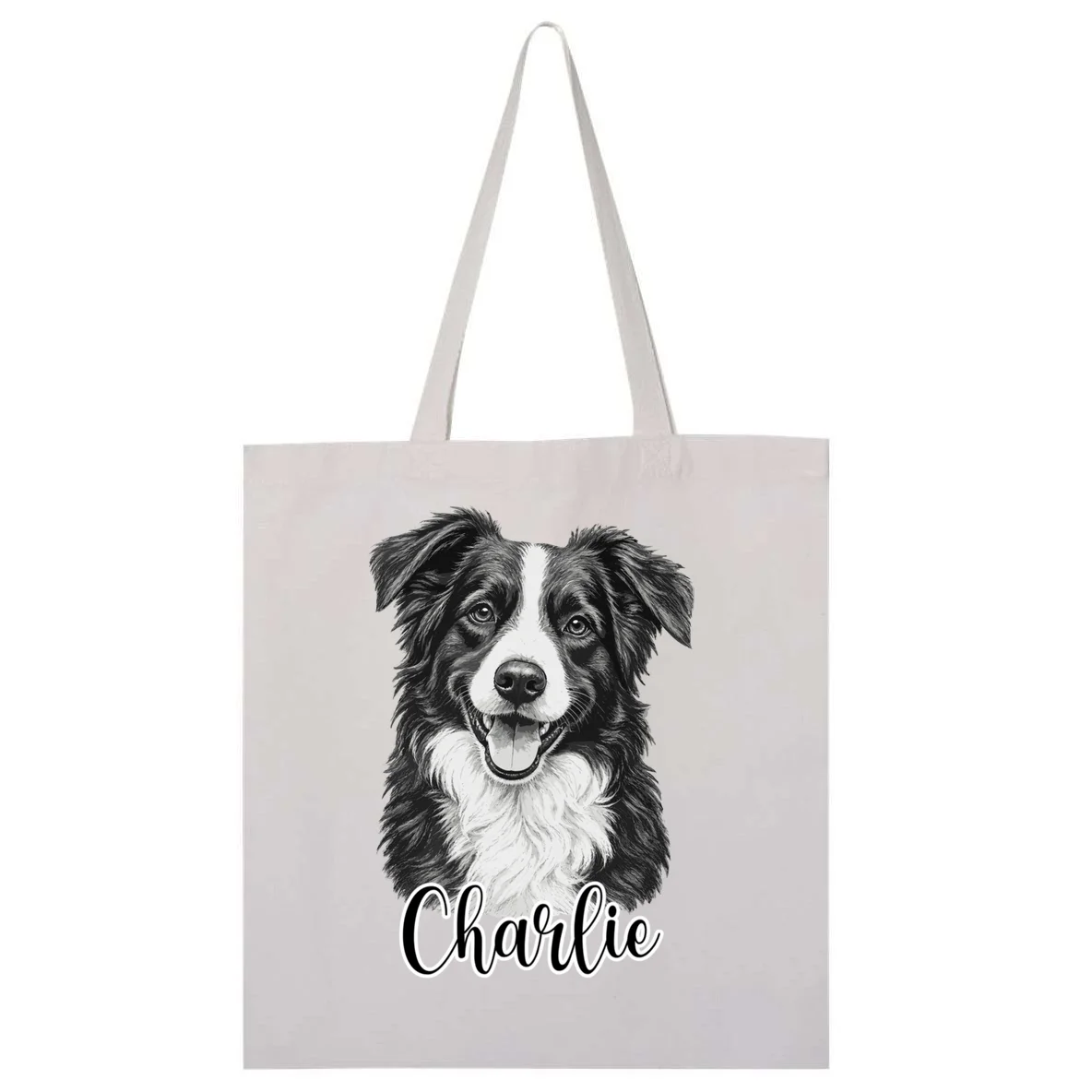 Dog Sketch Portrait Personalized Photo Custom Gift - Hand Drawn Pet Portrait Design Tote Bag Front
