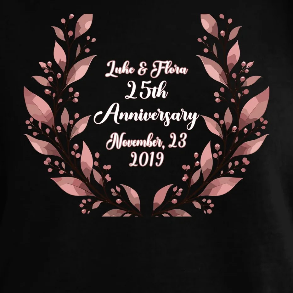 Elegant Blush Floral 25th Anniversary Celebration Comfort Colors Unisex T-Shirt - Front - Close-up