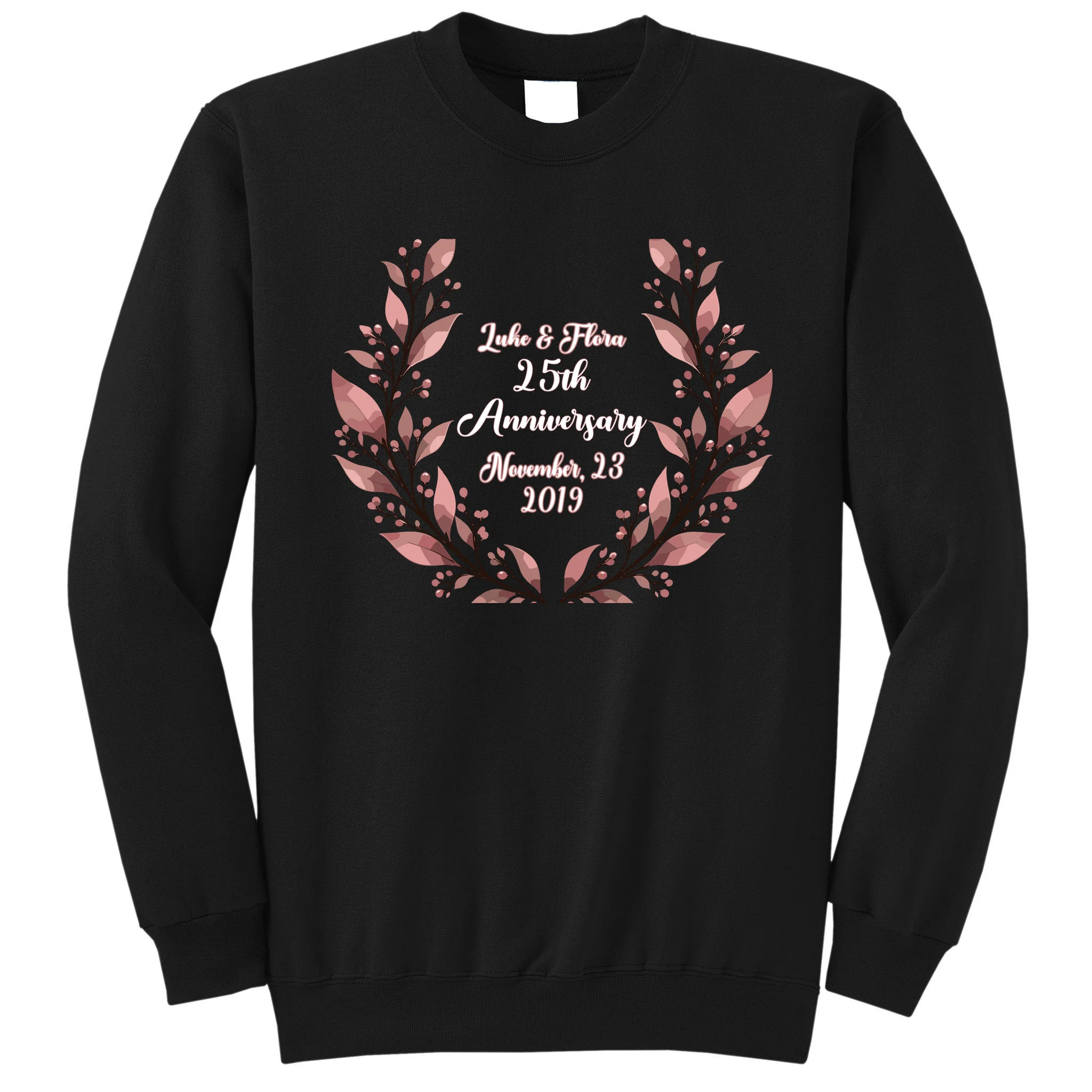 Elegant Blush Floral 25th Anniversary Celebration Men's Sweatshirt - Front
