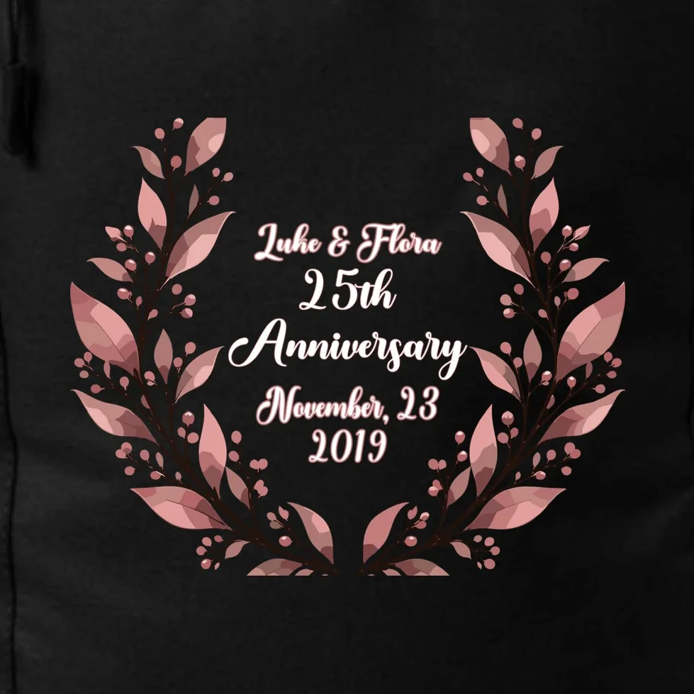 Elegant Blush Floral 25th Anniversary Celebration Backpack - Front - Close-up