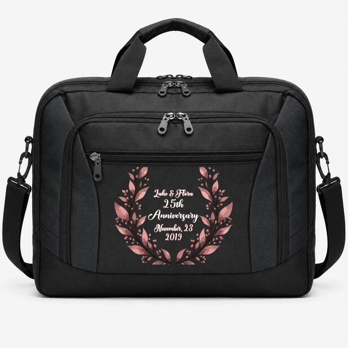 Elegant Blush Floral 25th Anniversary Celebration Briefcase - Front