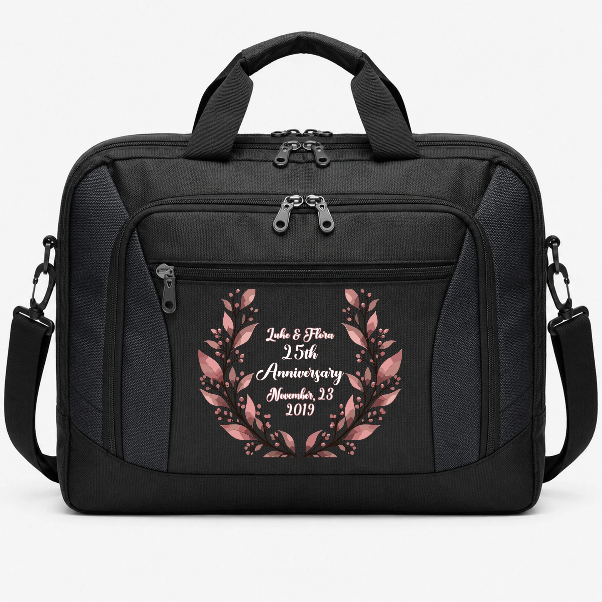 Elegant Blush Floral 25th Anniversary Celebration Briefcase - Front