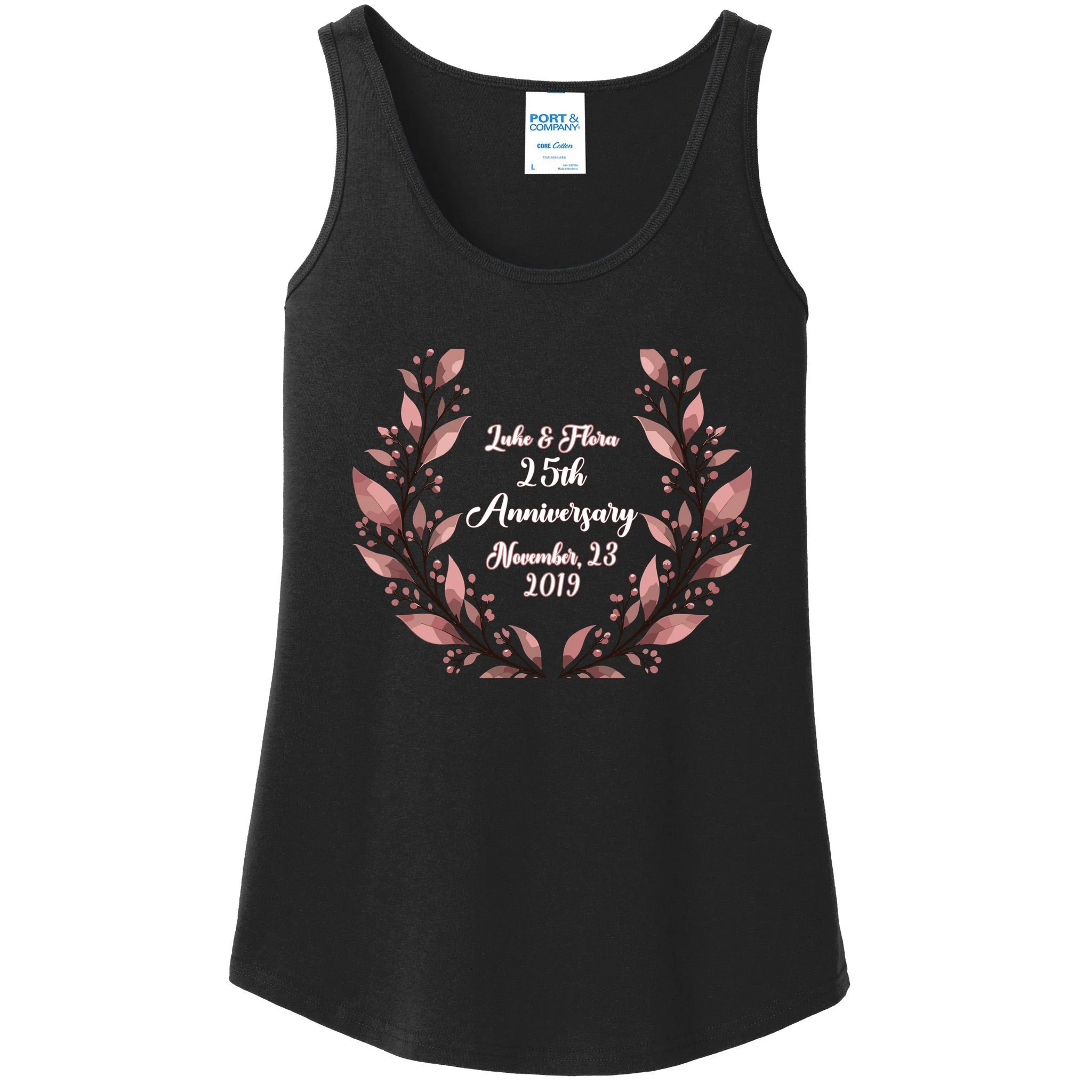 Elegant Blush Floral 25th Anniversary Celebration Women's Tank Top - Front