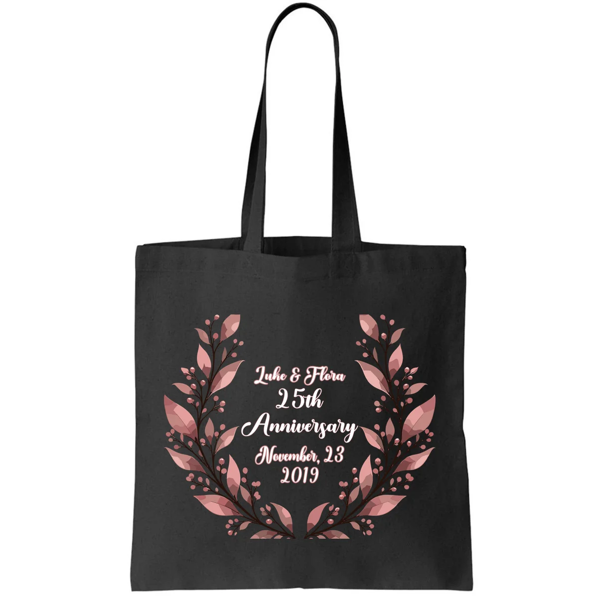 Elegant Blush Floral 25th Anniversary Celebration Tote Bag - Front