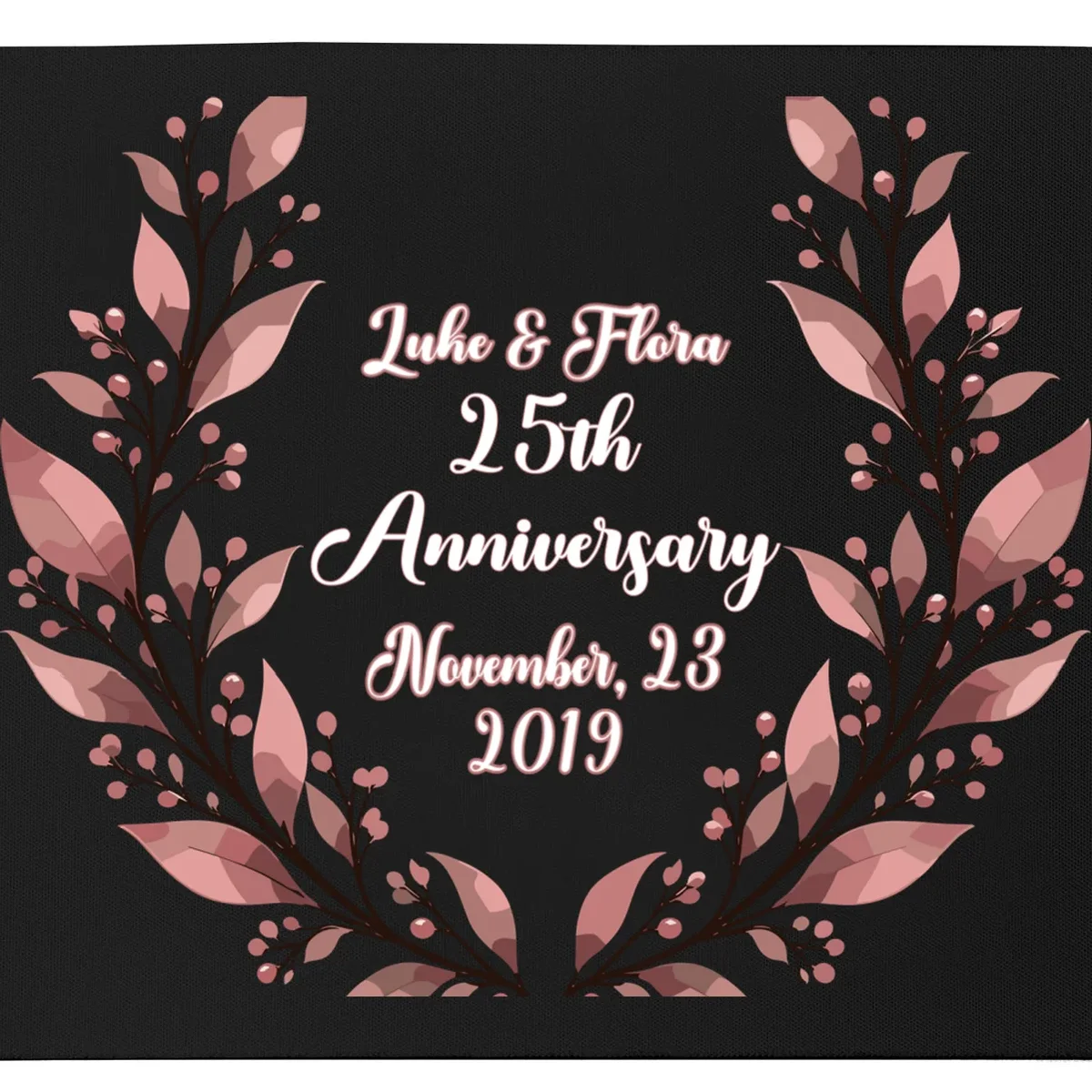 Elegant Blush Floral 25th Anniversary Celebration Mouse Pad - Front - Close-up