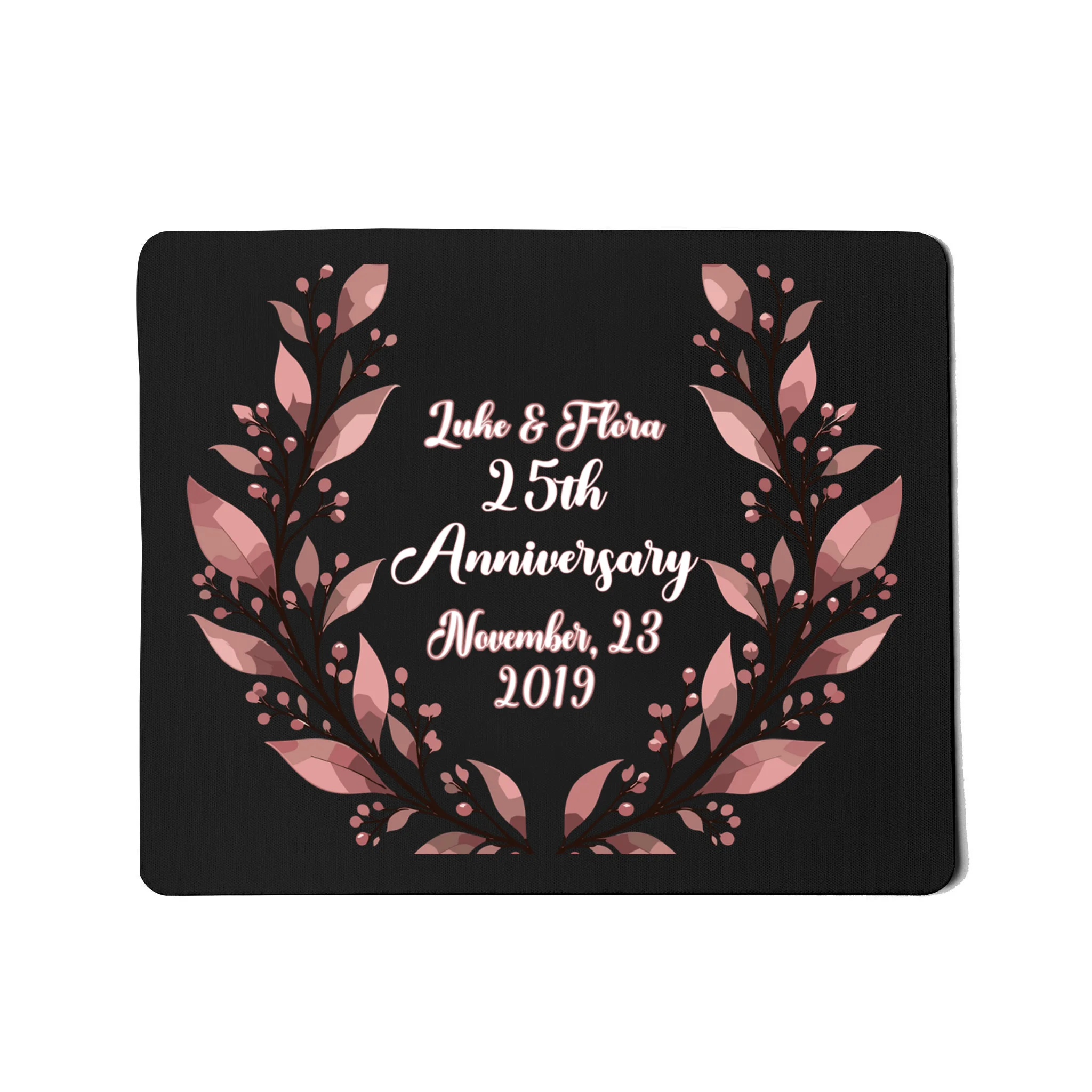 Elegant Blush Floral 25th Anniversary Celebration Mouse Pad - Front