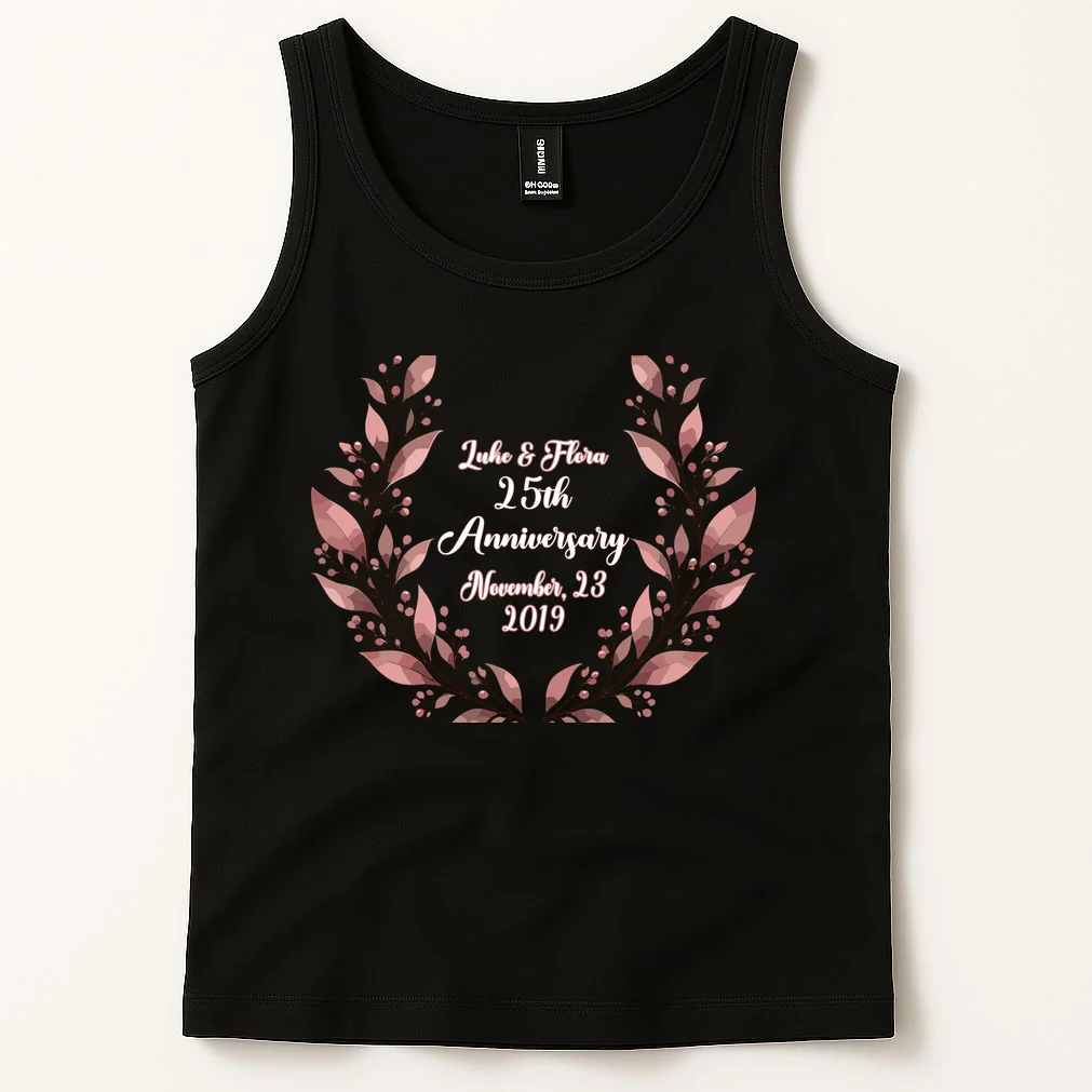 Elegant Blush Floral 25th Anniversary Celebration Men's Tank Top - Front 1