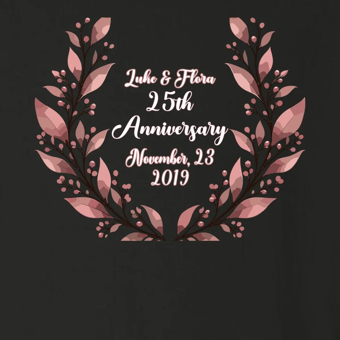 Elegant Blush Floral 25th Anniversary Celebration Toddler Long Sleeve Shirt - Front - Close-up
